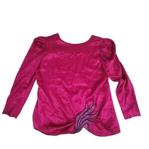 Endien Ltd Pink Embellished Long Sleeve Shirt - Size 14